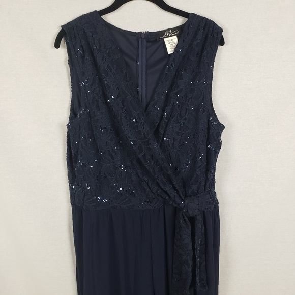 Midnight Velvet Blue Seq. And lace jumpsuit-16 NWT - Picture 6 of 8